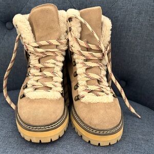 See By Chloe Tan Suede Lace-Up Winter Boots